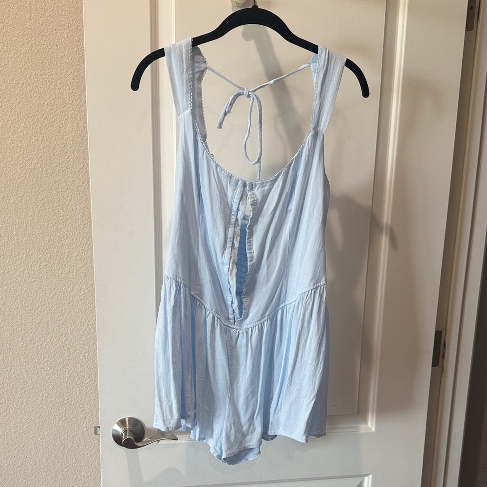 wild fable Light Blue Tie-Back Romper